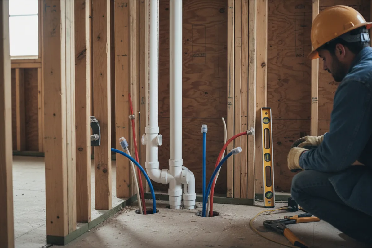 Drain and supply rough-in during Drain Cleaning in Waynesboro