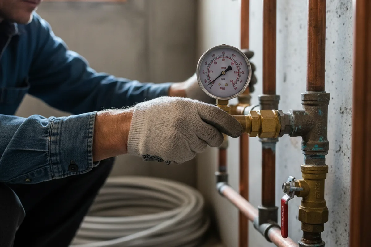 Pressure testing a repaired line during Water Line Repair in Waynesboro