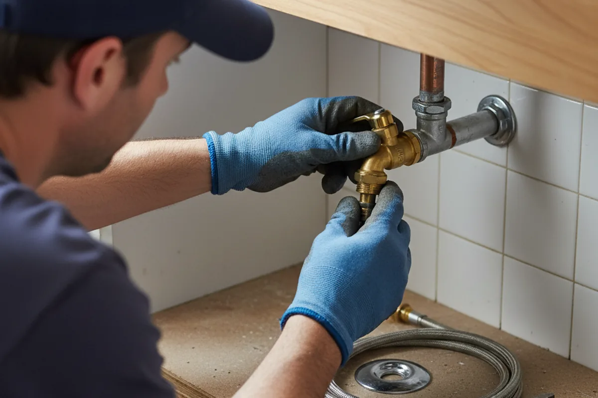 Shutoff valve and fitting work during Emergency Plumbing in Waynesboro